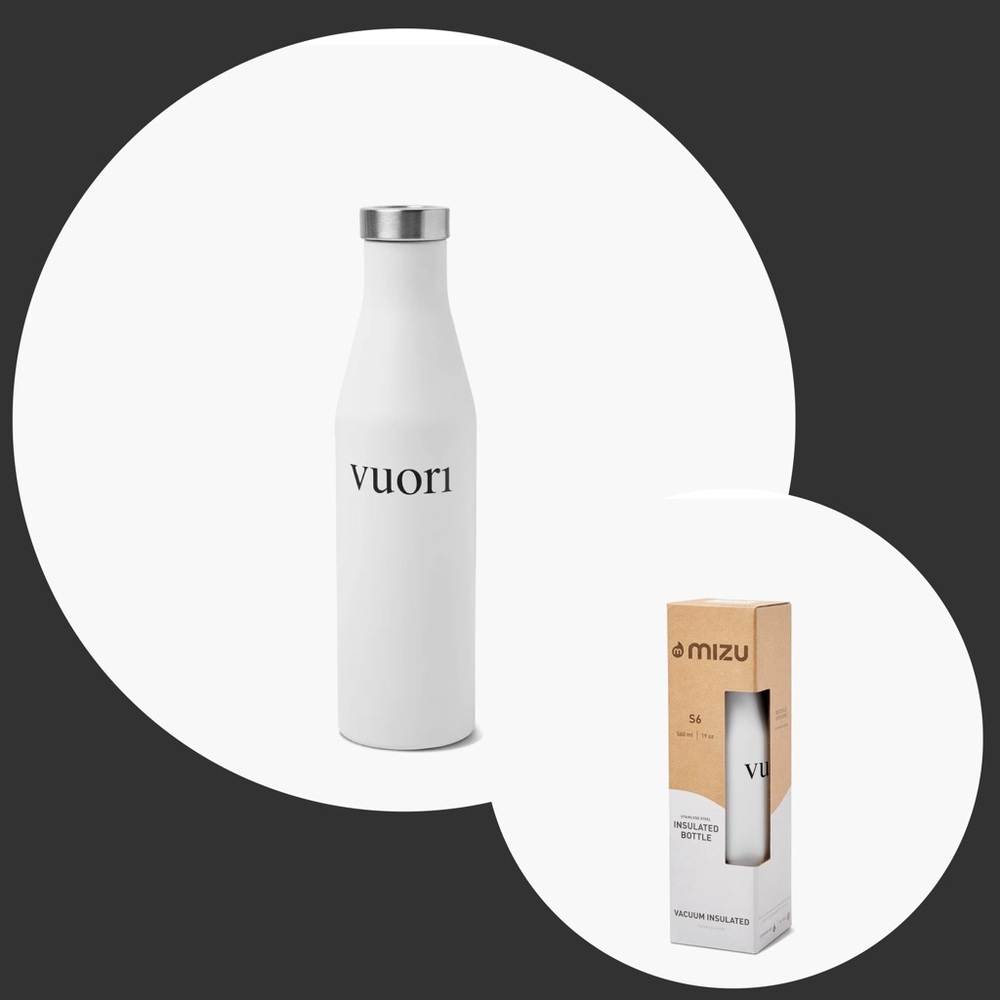VUORI S6β Wordmark Mizu Water Bottle NWT white black